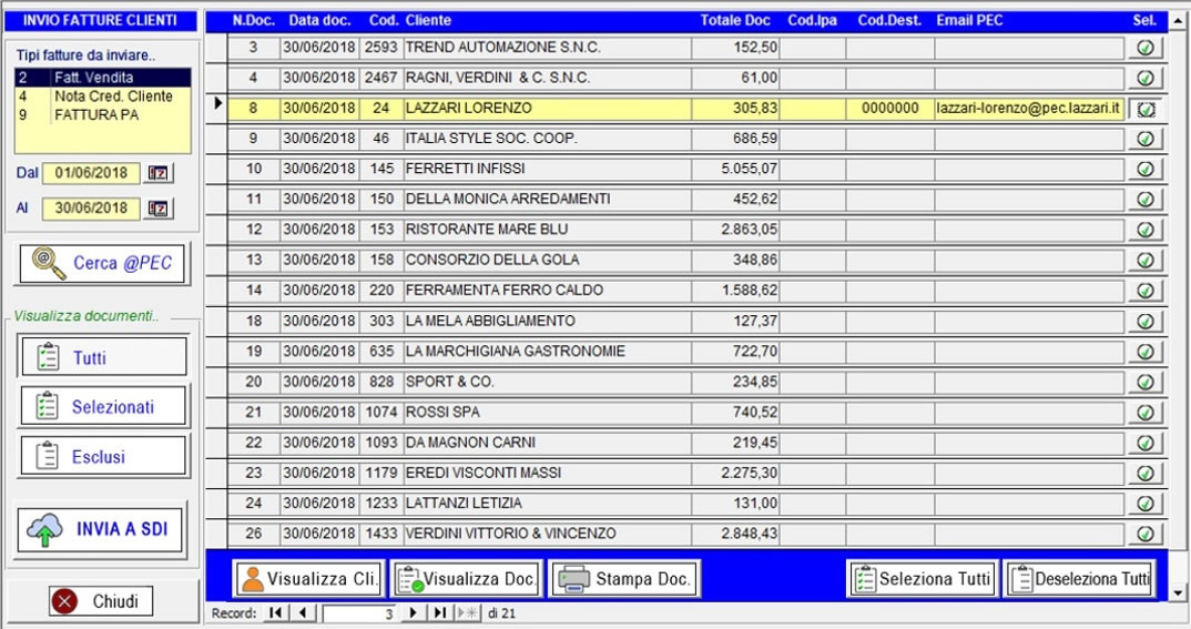 invio fatture clienti a sdi