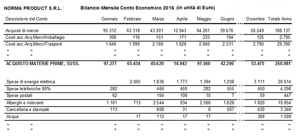 ilancio mese per mese