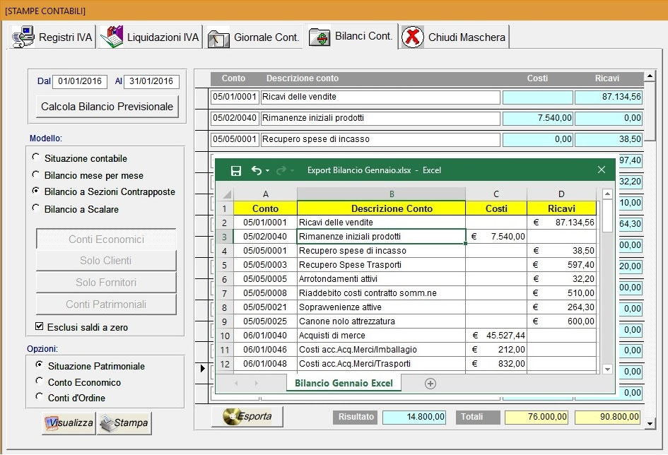gestione stampe contabili