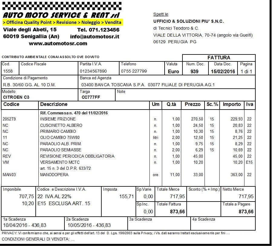 stampa fattura