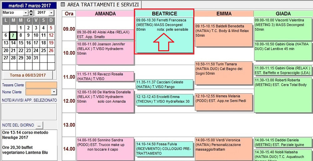 area trattamenti e servizi